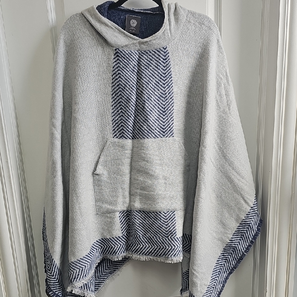 Vince Camuto Gray and Blue Sweater Poncho